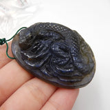 Carved Labradorite Pendant Bead, Semiprecious Stone Jewelry
