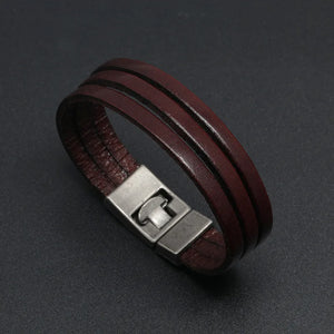 Brown Leather Bracelet for Men Chrismas Gift Bangle