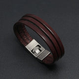 Brown Leather Bracelet for Men Chrismas Gift Bangle
