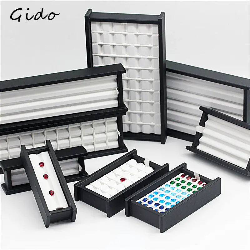 Portable Gem Storage Box with V Groove Display Tray