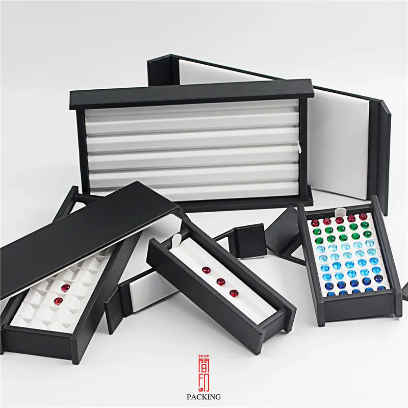 Portable Gem Display Tray with Lid, Diamond Gems Storage Box