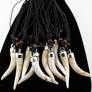 12pcs Acrylic Elephant Wolf Tooth Necklace Amulet Gift MN579