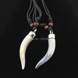 12pcs Acrylic Elephant Wolf Tooth Necklace Amulet Gift MN579