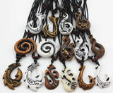 15pcs Hawaiian Maori Fish Hook Pendant Necklace Choker Amulet Gift