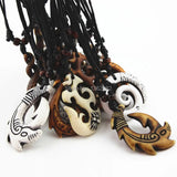 15pcs Hawaiian Maori Fish Hook Pendant Necklace Choker Amulet Gift