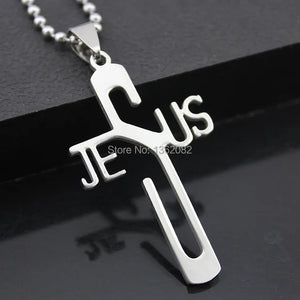 12pcs Stainless Steel Jesus Cross Pendant Chain Necklace Gift