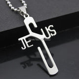 12pcs Stainless Steel Jesus Cross Pendant Chain Necklace Gift