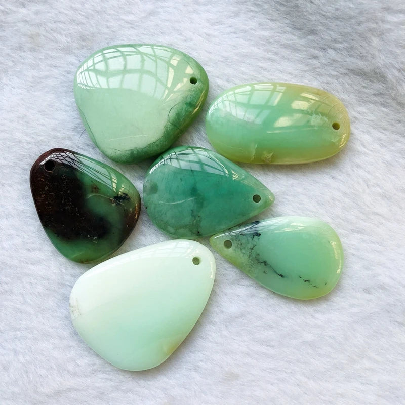 2pcs Natural Chrysoprase Bead Pendant 35mm+ length
