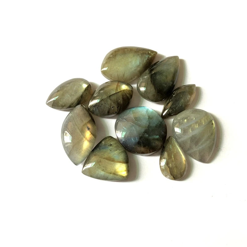 5pcs Natural Flash Labradorite Bead Pendant Cabochon, Healing Gem Stone