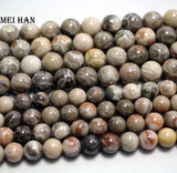 10mm Grey Chrysanthemum Stone Round Loose Beads for DIY Jewelry Making