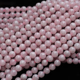 Natural Pink Quartz 6mm Round Gem Stone Beads (2 Strand/Set)