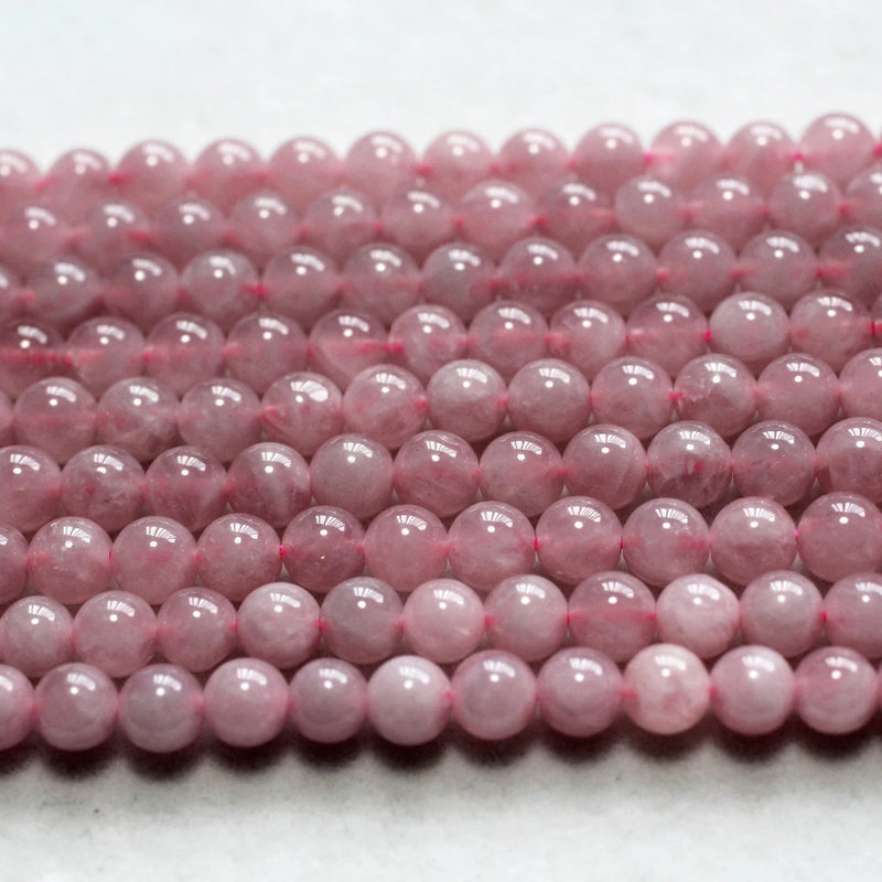 Natural Pink Quartz 6mm Round Gem Stone Beads (2 Strand/Set)
