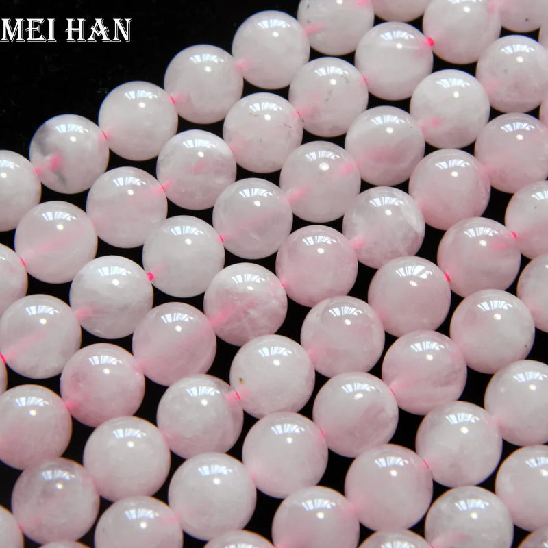 9.5-10mm Natural Madagascar Pink Quartz Smooth Round Gemstone Beads