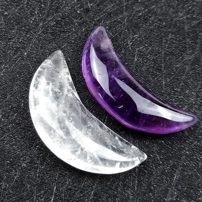 Amethyst Crystal Moon Crescent Necklace Pendant