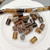Natural Coffee Agates Stone Charm Cylinder Beads 25pcs