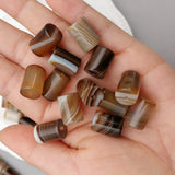 Natural Coffee Agates Stone Charm Cylinder Beads 25pcs