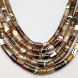 Natural Coffee Agates Stone Charm Cylinder Beads 25pcs