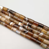 Natural Coffee Agates Stone Charm Cylinder Beads 25pcs