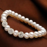 Natural Crystal Bracelet 8-9mm Pearl Single Row Light Flawless