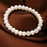 Natural Crystal Bracelet 8-9mm Pearl Single Row Light Flawless