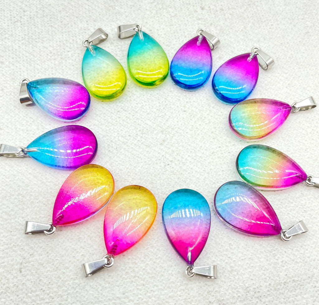 Natural Stone Quartz Crystal Turquoise Water Drop Pendant for DIY Jewelry Making