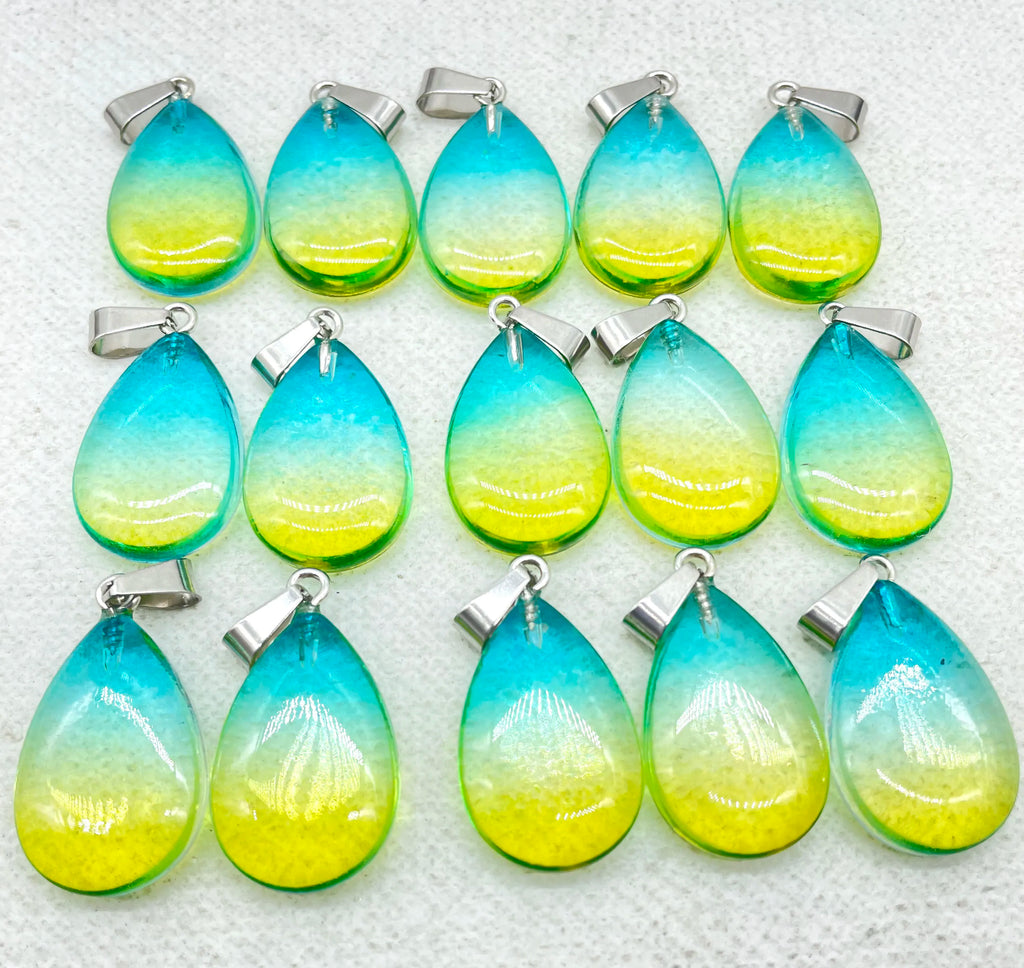 Natural Stone Quartz Crystal Turquoise Water Drop Pendant for DIY Jewelry Making