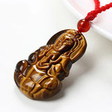 Tiger Eye Stone Pendant with Guanyin Charm