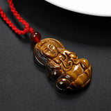 Tiger Eye Stone Pendant with Guanyin Charm
