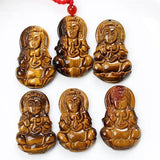 Tiger Eye Stone Pendant with Guanyin Charm