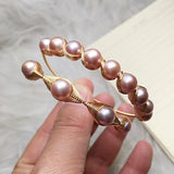 14K Gold Wrapped Freshwater Pearl Bracelet on Silk
