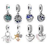 925 Sterling Silver DIY Bracelet Beads with Zircon Pendant