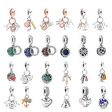 925 Sterling Silver DIY Bracelet Beads with Zircon Pendant