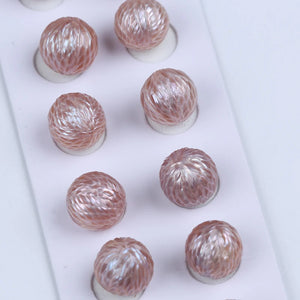 13-14mm Carved Purple Freshwater Pearl Bead Pair for Earrings