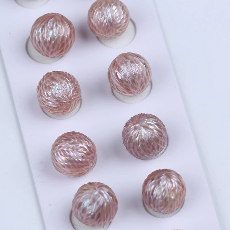 13-14mm Carved Purple Freshwater Pearl Bead Pair for Earrings