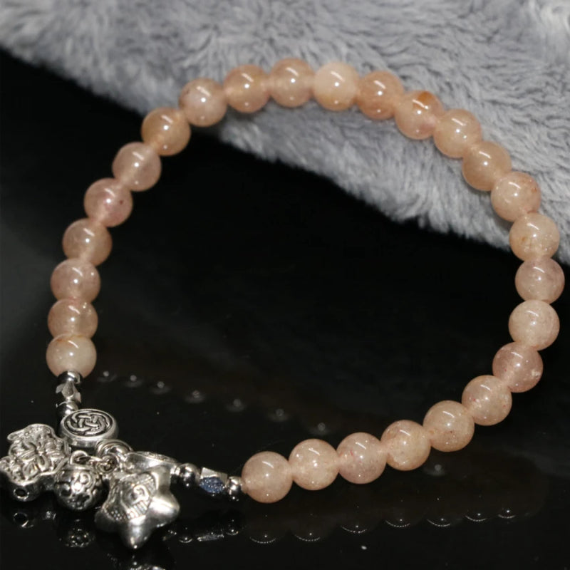 Strawberry Quartz Crystal Bracelet 7.5 inch B1916