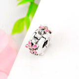 925 Silver Pink Daisy Flower Clip Charm for Bracelet