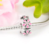 925 Silver Pink Daisy Flower Clip Charm for Bracelet