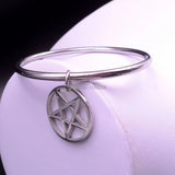 Smooth Stainless Steel Pentagram Charms Bracelet 2.68''