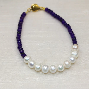 7-8mm Pearl Beads Bracelet Purple Jades DIY Jewelry