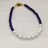 7-8mm Pearl Beads Bracelet Purple Jades DIY Jewelry