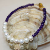 7-8mm Pearl Beads Bracelet Purple Jades DIY Jewelry