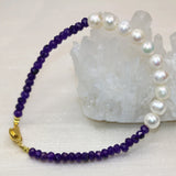 7-8mm Pearl Beads Bracelet Purple Jades DIY Jewelry