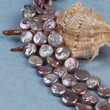 16-17mm Natural Freshwater Coin Shape Pearl Strand