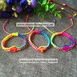 Rainbow Rope Bracelet with Cross Pendant