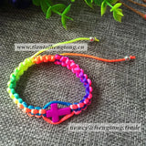 Rainbow Rope Bracelet with Cross Pendant