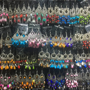 10 Pairs Mixed Style Bohemian Acrylic Beads Tassel Drop Earrings