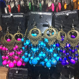 10 Pairs Mixed Style Bohemian Acrylic Beads Tassel Drop Earrings