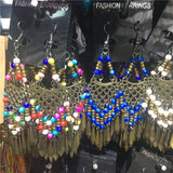 10 Pairs Mixed Style Bohemian Acrylic Beads Tassel Drop Earrings