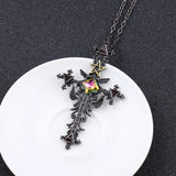 Vintage Gothic Cross Statement Necklace Triangle Pentagram Geometric Necklace