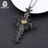 Vintage Gothic Cross Statement Necklace Triangle Pentagram Geometric Necklace